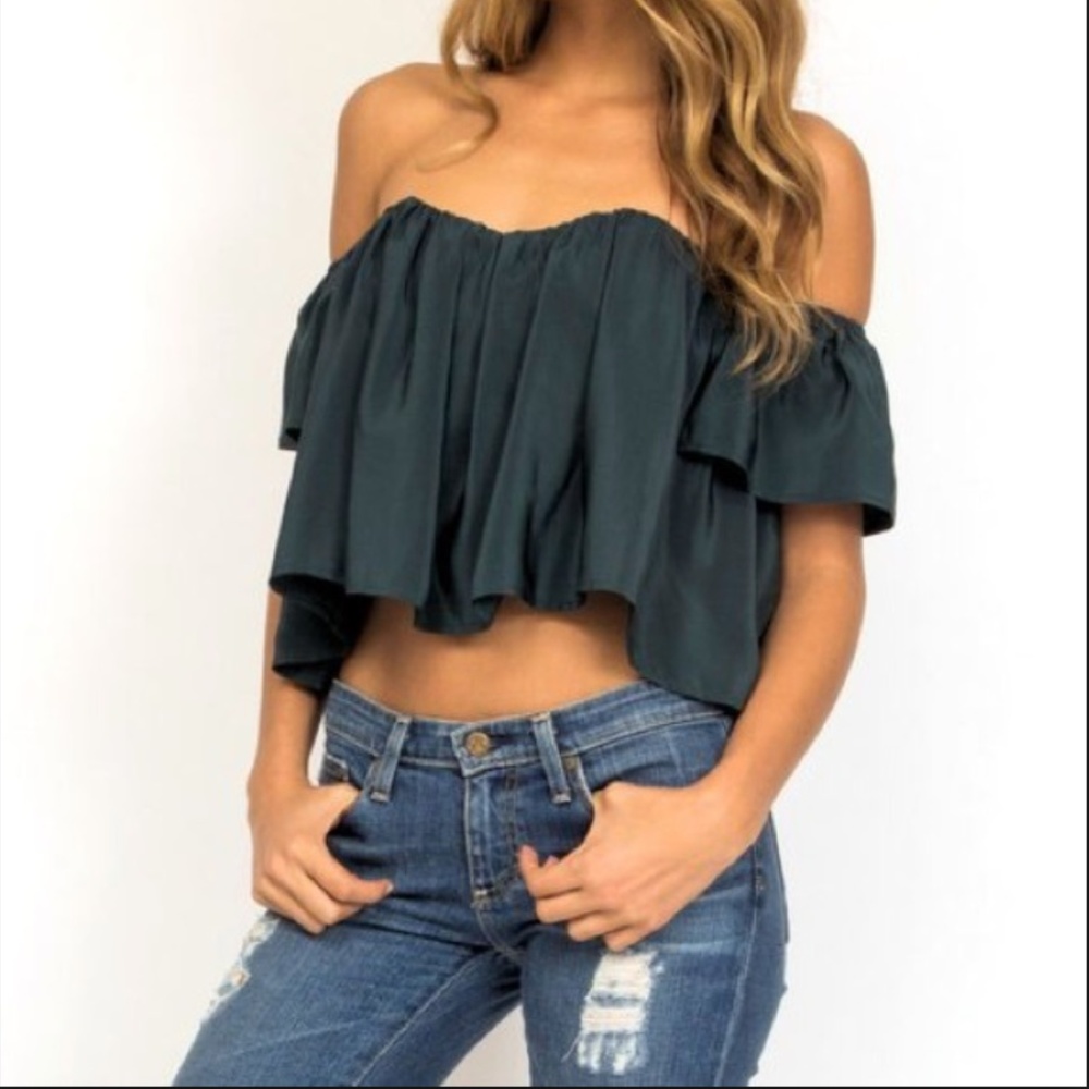 Stone Cold Fox off the shoulder top
